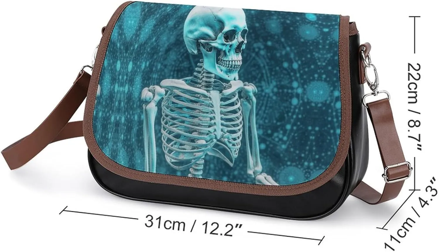 Blue Stripe Stars Skull Crossbody Bags for Women,PU Leather Tote Bag for Women,Shoulder Bag Purse for Work Shopping Travel