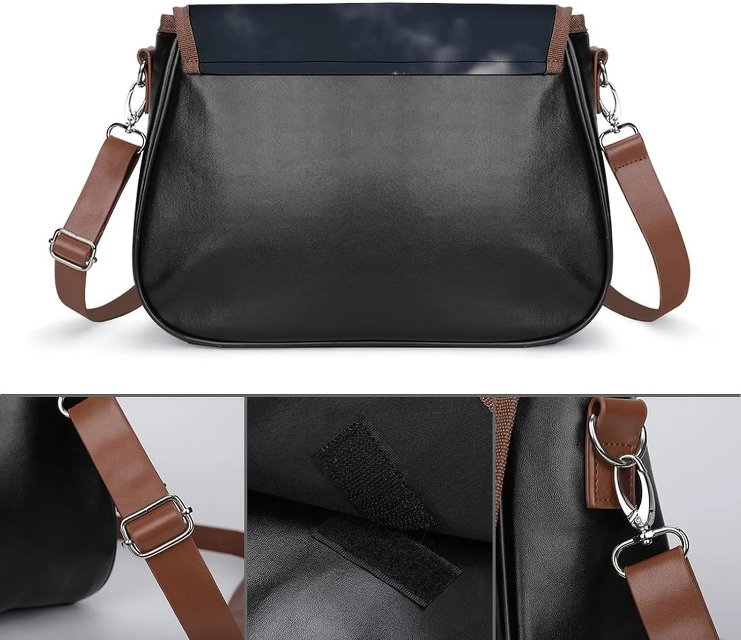 Blue Stripe Stars Skull Crossbody Bags for Women,PU Leather Tote Bag for Women,Shoulder Bag Purse for Work Shopping Travel