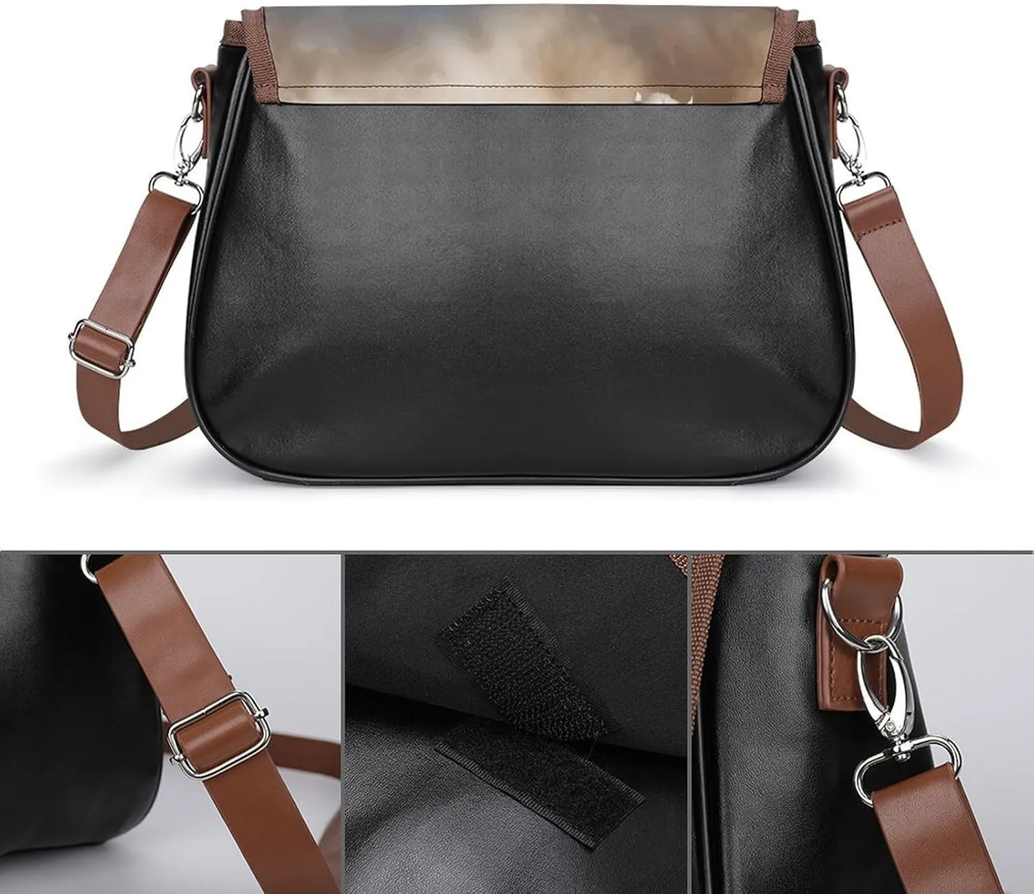 Blue Stripe Stars Skull Crossbody Bags for Women,PU Leather Tote Bag for Women,Shoulder Bag Purse for Work Shopping Travel