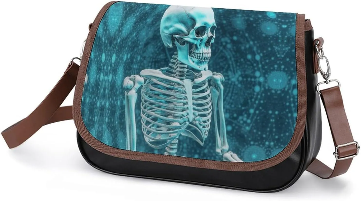 Blue Stripe Stars Skull Crossbody Bags for Women,PU Leather Tote Bag for Women,Shoulder Bag Purse for Work Shopping Travel