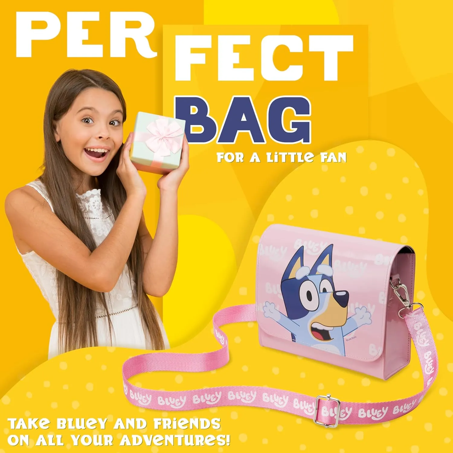 Bluey Girls Handbag Cute Crossbody Shoulder Bag for Kids Adjustable Strap Shopping Purse Travel Fashion, Girls Gifts (2D, 7 x 6.3 x 2.8Inch)