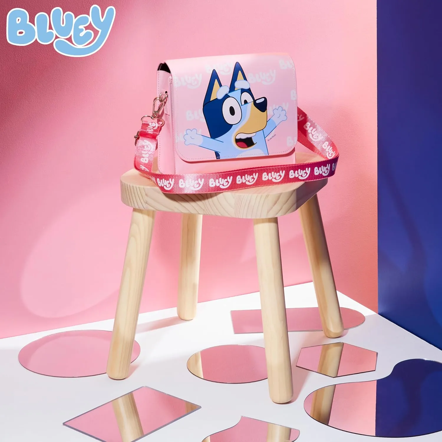 Bluey Girls Handbag Cute Crossbody Shoulder Bag for Kids Adjustable Strap Shopping Purse Travel Fashion, Girls Gifts (2D, 7 x 6.3 x 2.8Inch)