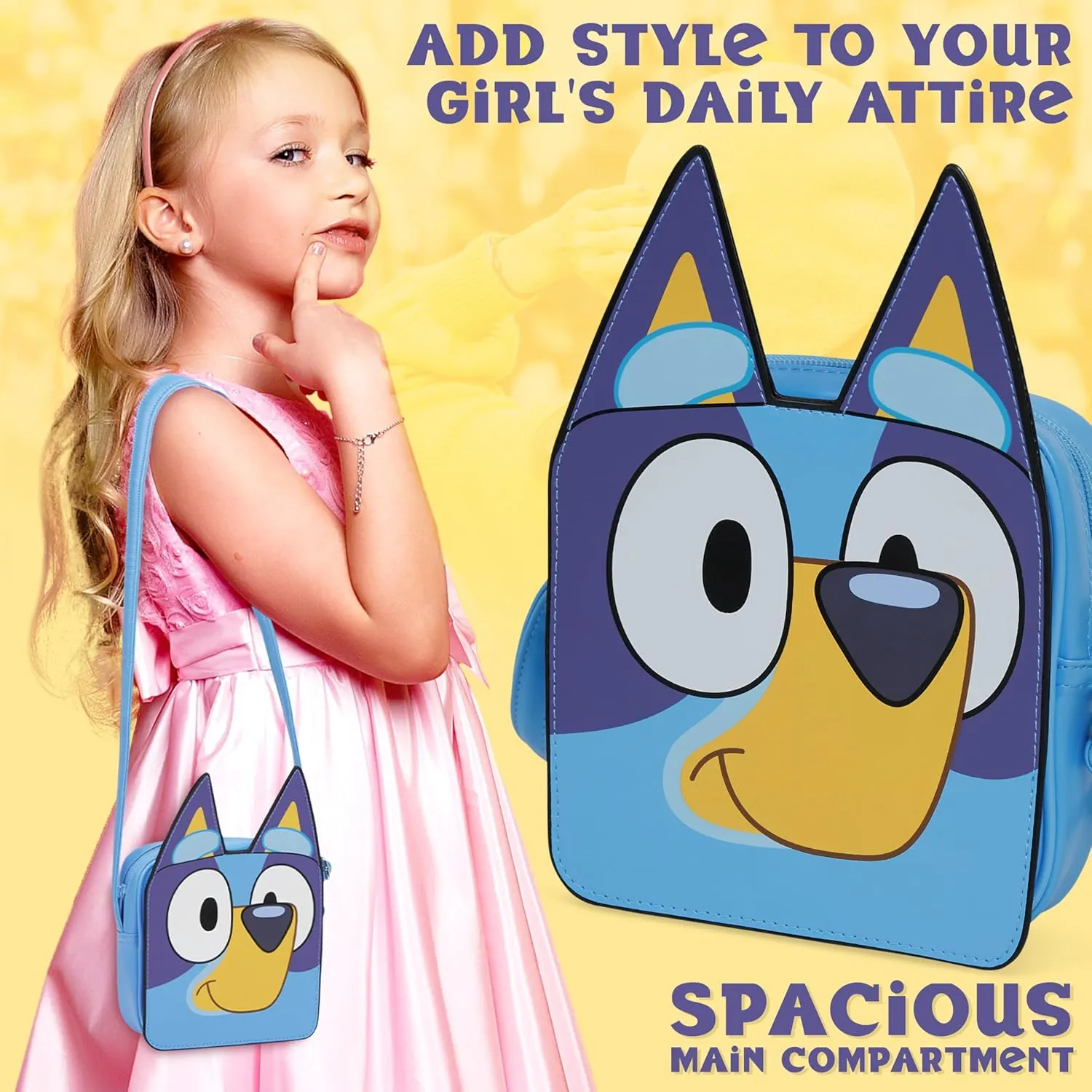 Bluey Girls Handbag Cute Crossbody Shoulder Bag for Kids Adjustable Strap Shopping Purse Travel Fashion, Girls Gifts (3D, 6.7 x 6.3 x 1.18Inch)