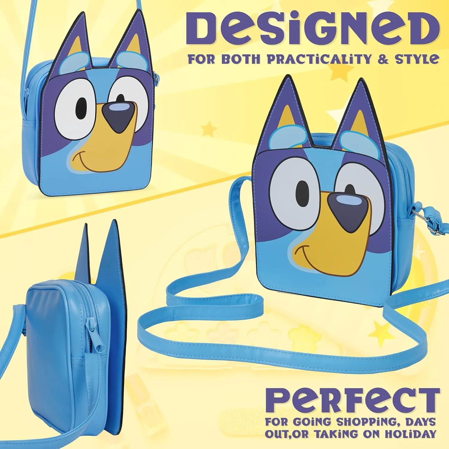 Bluey Girls Handbag Cute Crossbody Shoulder Bag for Kids Adjustable Strap Shopping Purse Travel Fashion, Girls Gifts (3D, 6.7 x 6.3 x 1.18Inch)