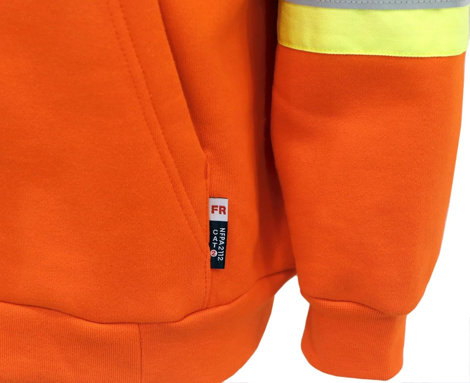 BOCOMAL FR Hoodies High Visibility 14oz Fleece Heavyweight Hi-vis Jackets Flame Resistant Reflective Hooded Sweatshirts