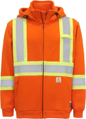 BOCOMAL FR Hoodies High Visibility 14oz Fleece Heavyweight Hi-vis Jackets Flame Resistant Reflective Hooded Sweatshirts