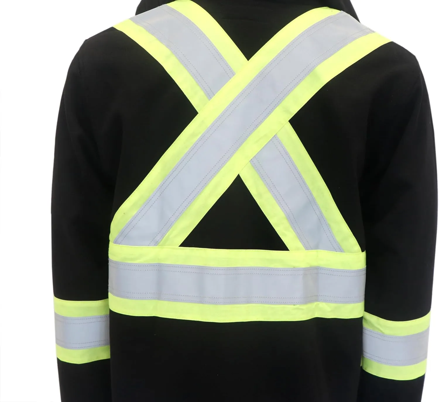 BOCOMAL FR Hoodies High Visibility 14oz Fleece Heavyweight Hi-vis Jackets Flame Resistant Reflective Hooded Sweatshirts