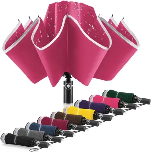 Bodyguard Inverted Umbrella - Large Windproof for Rain & Sun, Compact Reverse With Reflective Stripe, Teflon-Coated for Women Men, Travel Folding With Cover Bag