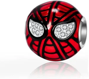 Bolenvi Red Spider Bead Charm, 925 Sterling Silver Charms, Compatible with Pandora & Similar Charm Bracelets, Necklaces & DIY Jewelry, Enamel & CZ Crystal Bead, Cute Charms for Jewelry Making