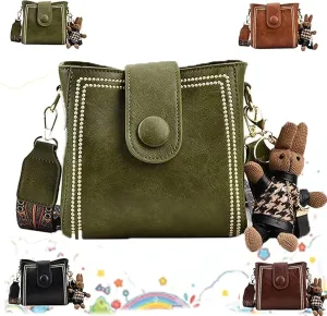 Bootara Bucket Bag - Bootara Women'S Vintage Bunny Charm Bucket Bag, Convertible Shoulder/Crossbody, Spacious Travel Tote