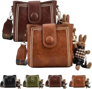 Bootara Bucket Bag, Bootara Women's Vintage Bunny Charm Bucket Bag, Spacious Travel Tote, with Cute Rabbit Pendant
