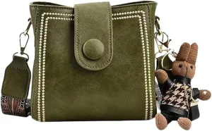 Bootara Bucket Bag, Bootara Women's Vintage Bunny Charm Bucket Bag with Adjustable Wider Shoulder Strap