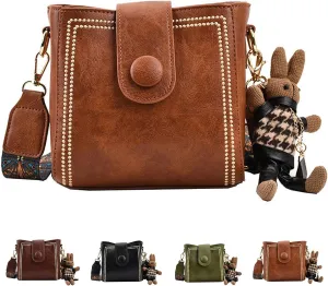 Bootara Bucket Bag, Women's Vintage Bunny Charm Bucket Bag, Bootara Crossbody Bag with Adjustable Wider Shoulder Strap