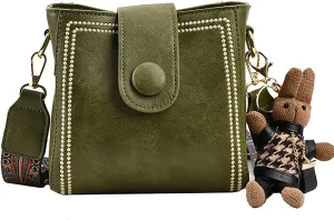 Bootara Bucket Bag, Women's Vintage Bunny Charm Bucket Bag, Bootara Crossbody Bag with Adjustable Wider Shoulder Strap