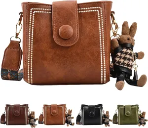 Bootara Bucket Bag, Women's Vintage Bunny Charm Bucket Bag, Retro Water Bucket Shoulder Crossbody Travel Tote Bag