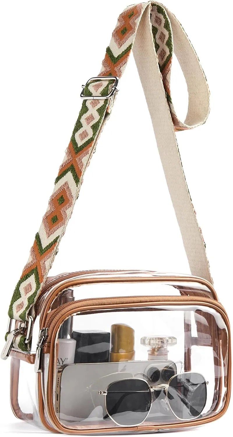 BOSTANTEN Clear Bag for Women Stadium Approved Clear Bags Small Crossbody Purse Trendy for Concerts Sports Events