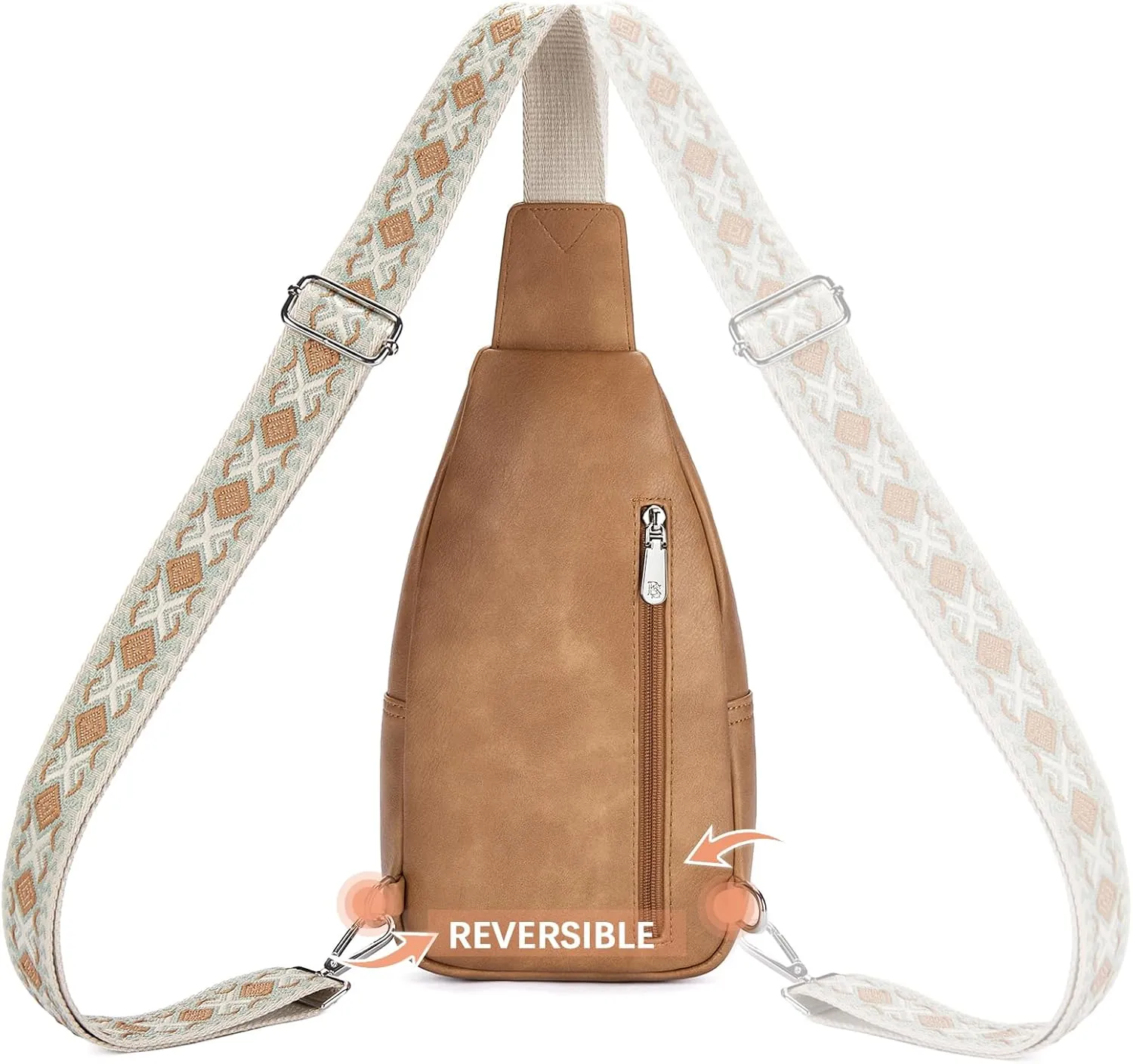 BOSTANTEN Sling Bag for Women Crossbody Purse Crossbody Bag Leather Chest Bag with Adjustable Guitar Strap for Travel