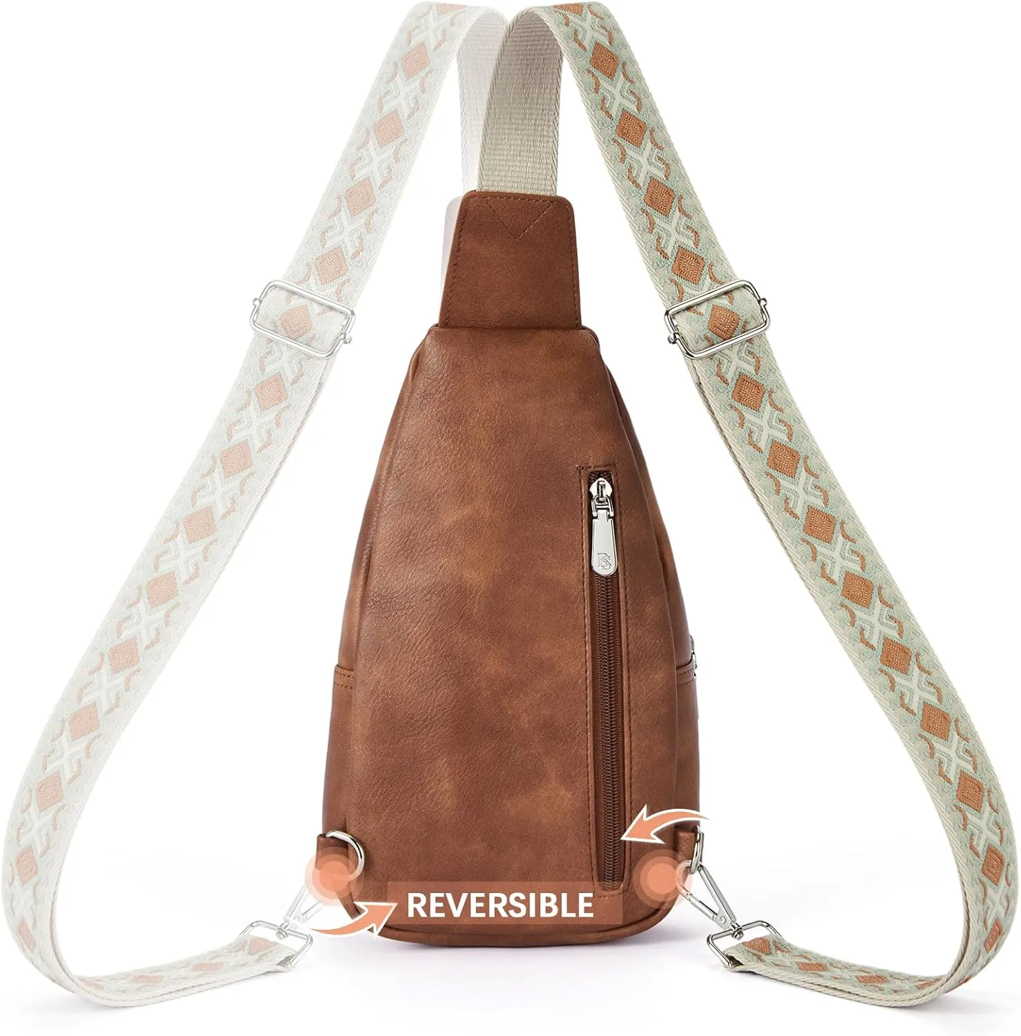 BOSTANTEN Sling Bag for Women Crossbody Purse Crossbody Bag Leather Chest Bag with Adjustable Guitar Strap for Travel