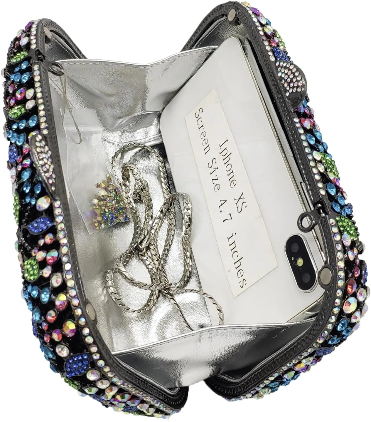 Boutique De FGG Flowers Women Crystal Clutch Purses Evening Minaudiere Bags Wedding Party Bridal Rhinestones Handbags,Mini