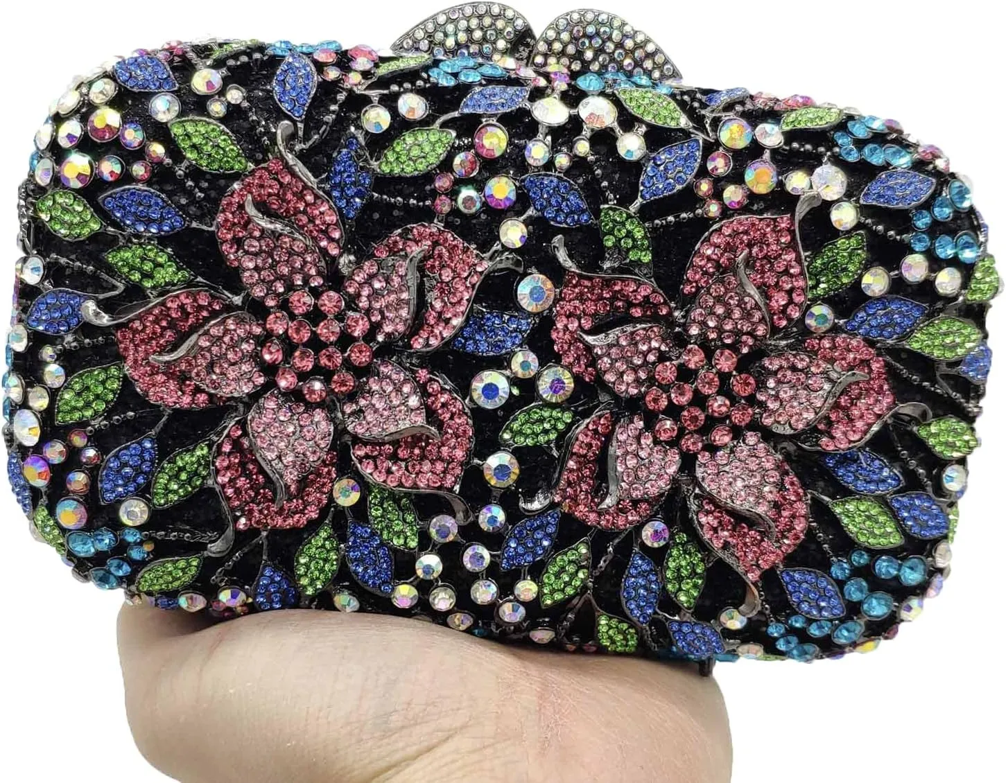 Boutique De FGG Flowers Women Crystal Clutch Purses Evening Minaudiere Bags Wedding Party Bridal Rhinestones Handbags,Mini