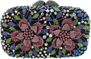Boutique De FGG Flowers Women Crystal Clutch Purses Evening Minaudiere Bags Wedding Party Bridal Rhinestones Handbags,Mini