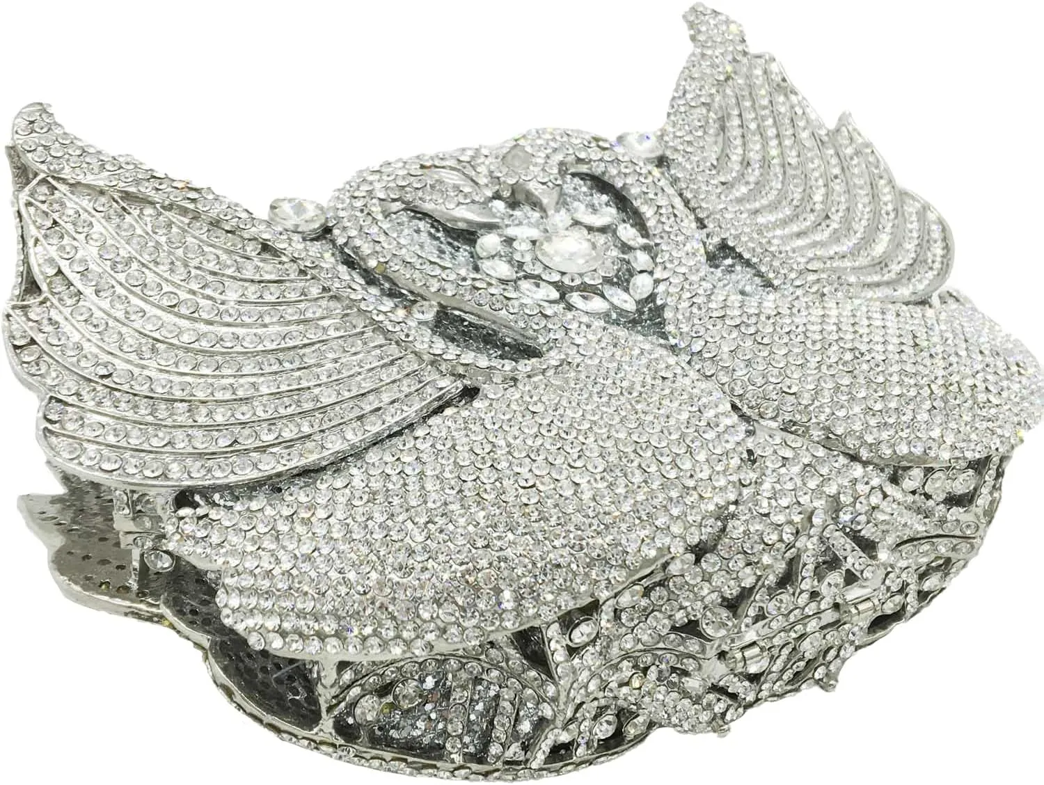 Boutique De FGG Swan Crystal Clutch for Women Evening Handbags Wedding Party Rhinestone Clutch Purse Animal Minaudiere,Mini