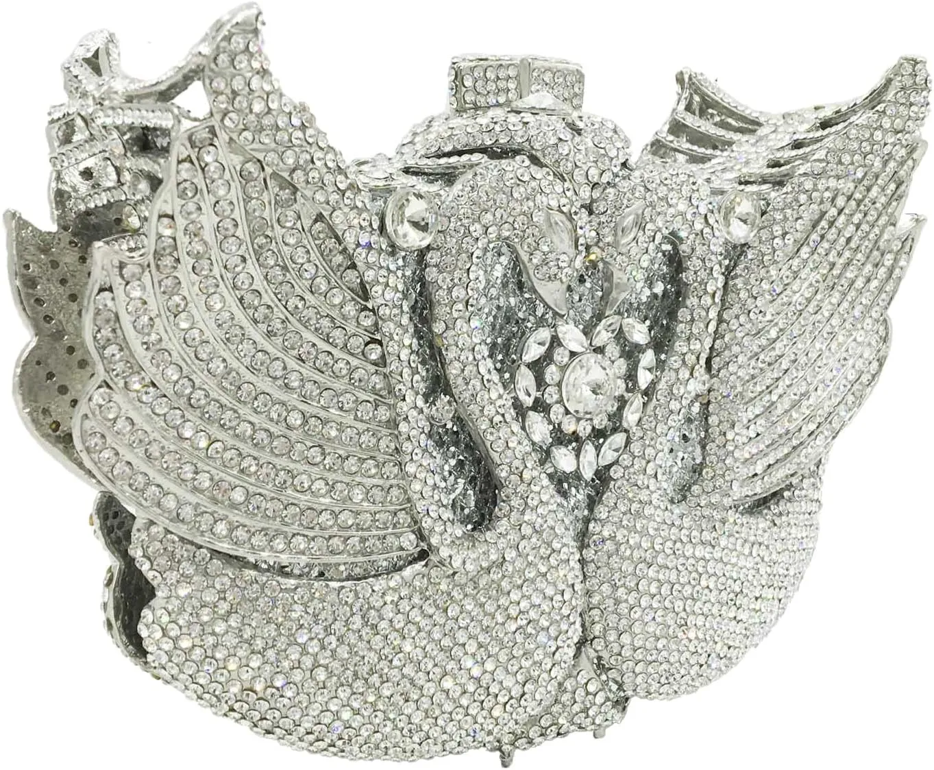 Boutique De FGG Swan Crystal Clutch for Women Evening Handbags Wedding Party Rhinestone Clutch Purse Animal Minaudiere,Mini