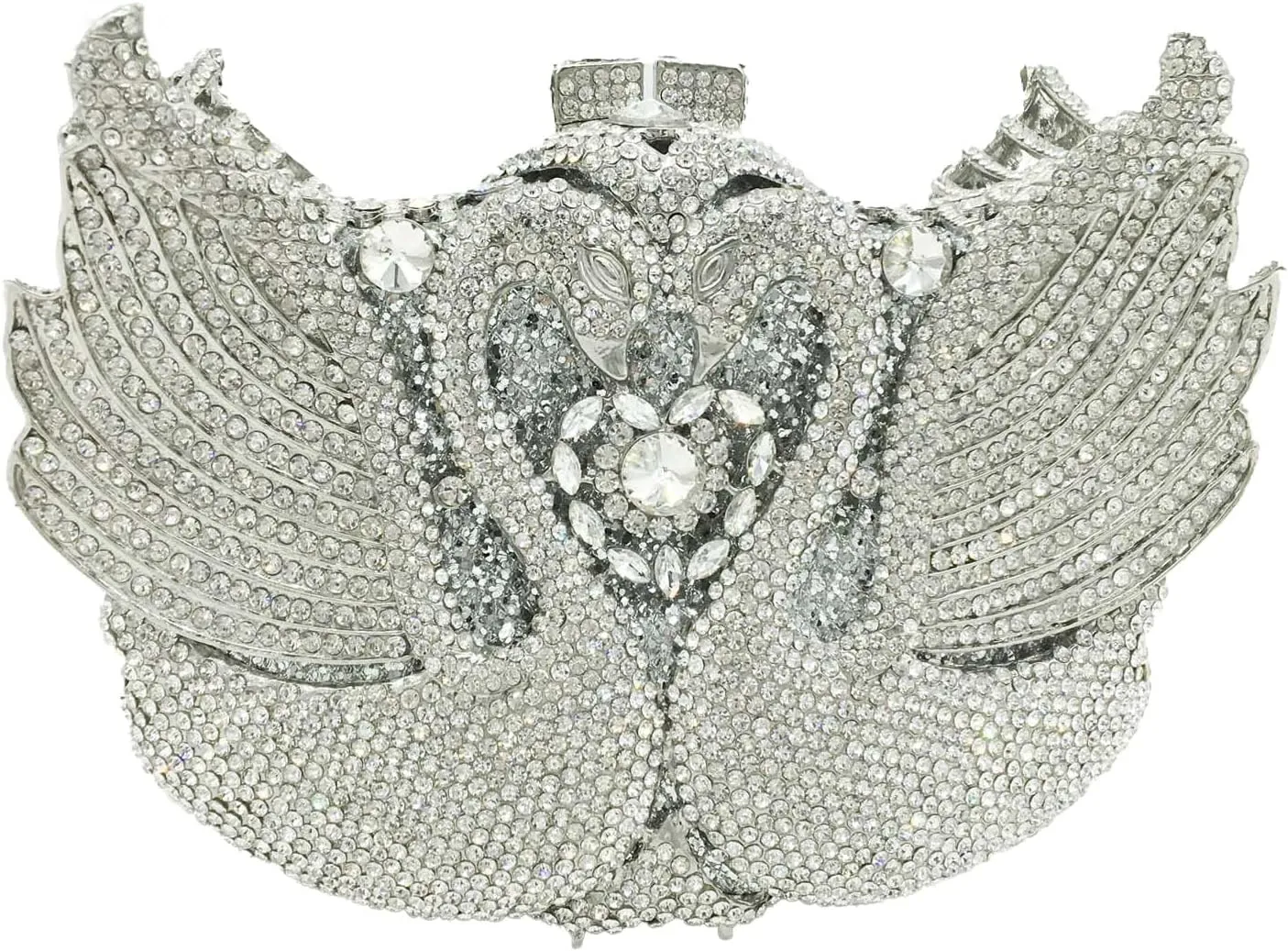 Boutique De FGG Swan Crystal Clutch for Women Evening Handbags Wedding Party Rhinestone Clutch Purse Animal Minaudiere,Mini
