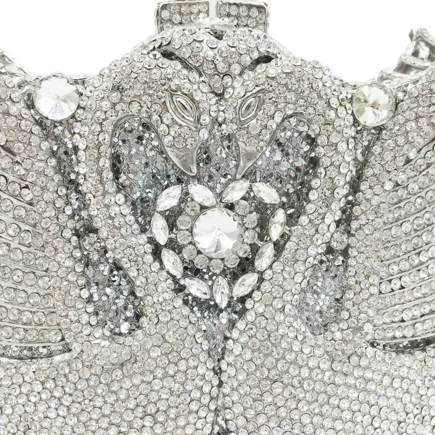Boutique De FGG Swan Crystal Clutch for Women Evening Handbags Wedding Party Rhinestone Clutch Purse Animal Minaudiere,Mini