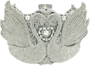Boutique De FGG Swan Crystal Clutch for Women Evening Handbags Wedding Party Rhinestone Clutch Purse Animal Minaudiere,Mini