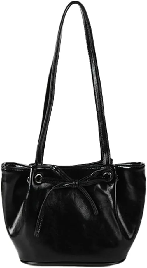 Bow Detail PU Bucket Bag for Women, Summer Trendy Underarm Shoulder Purse, Elegant & Unique Crossbody Handbag