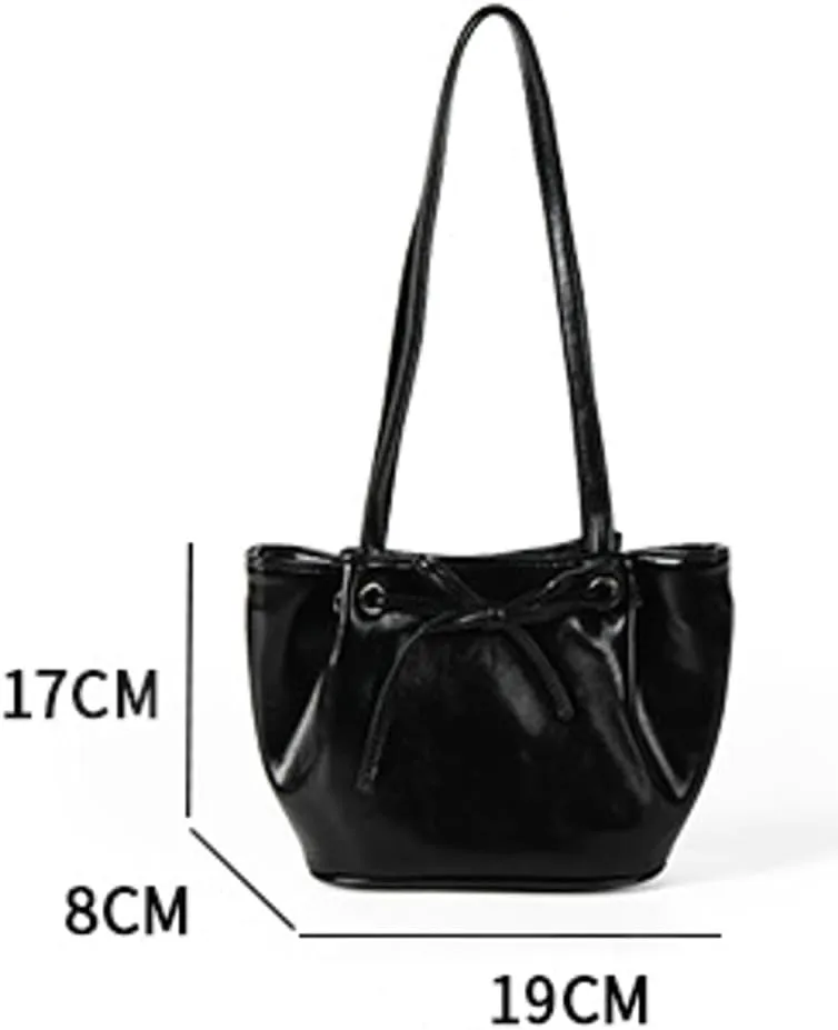 Bow Detail PU Bucket Bag for Women, Summer Trendy Underarm Shoulder Purse, Elegant & Unique Crossbody Handbag