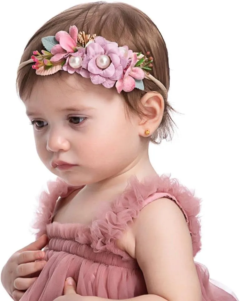 Bow Dream Baby Girls Toddler Tutu Dress Infant Tulle Dress Party Princess Dress with Flower Headband Dusty Rose