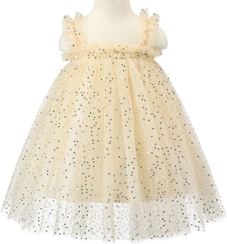 Bow Dream Baby Girls Toddler Tutu Dress Infant Tulle Dress Party Princess Dress with Flower Headband Dusty Rose
