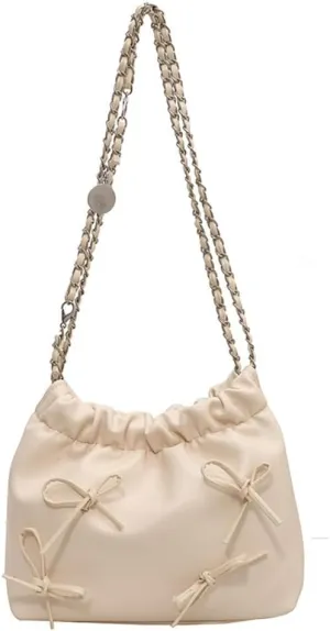 Bowknot Bucket Bag for Women Small Leather Bucket Bags and Purses Hobo Bucket Satchel Handbag Y2k Purse