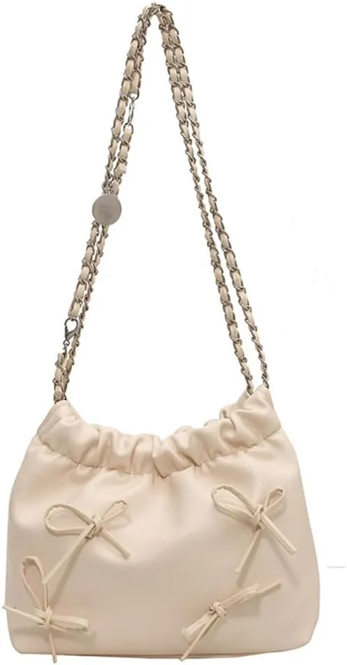 Bowknot Bucket Bag for Women Small Leather Bucket Bags and Purses Hobo Bucket Satchel Handbag Y2k Purse