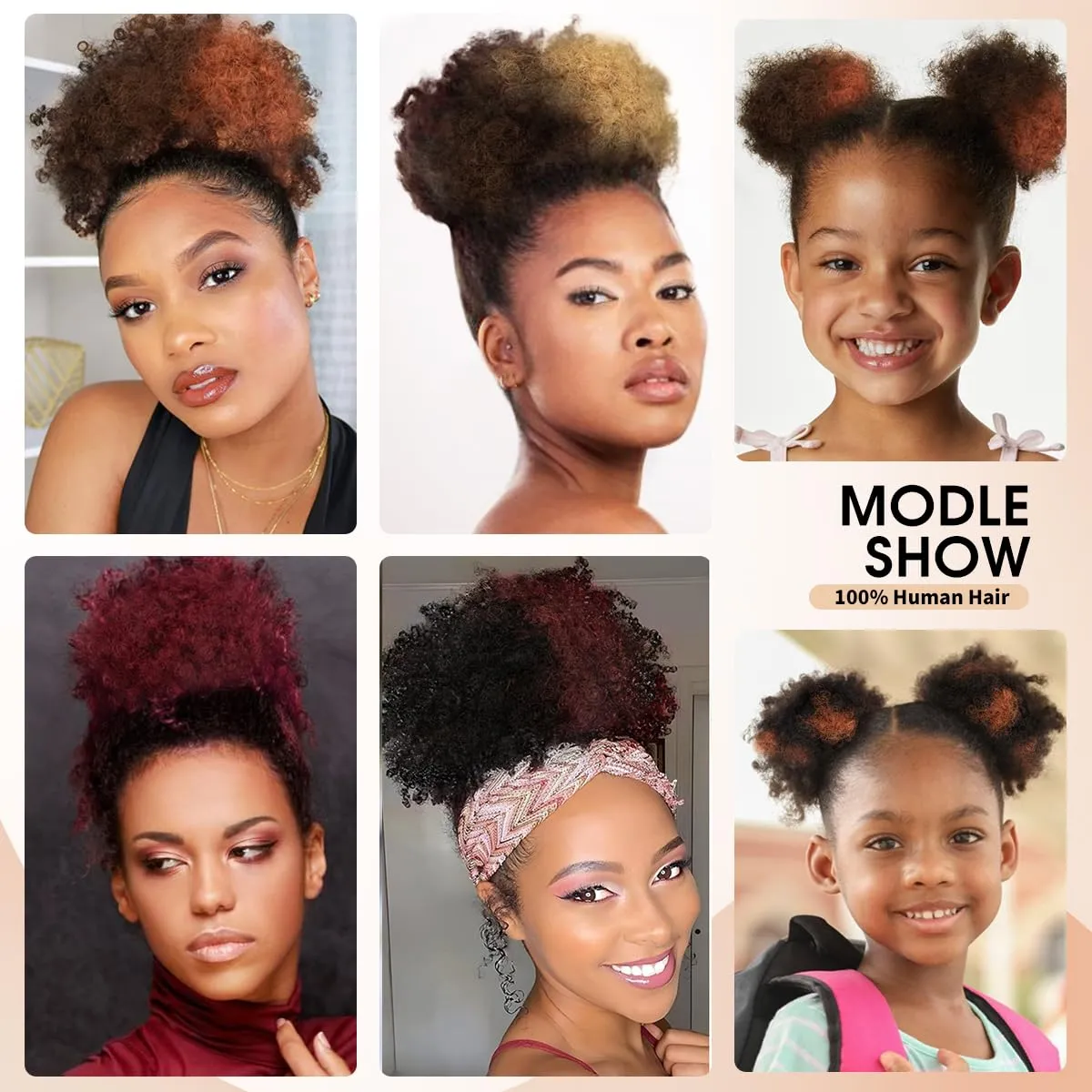Boymia Afro Puff Ponytail For Black Women #27 Light Blonde 6 Inch 100% Human Hair Retro Kinky Curly Ponytail Wig Clip in Bun Hair Piece for Black Women Soft Shiny Bouncy Clean and Healthy
