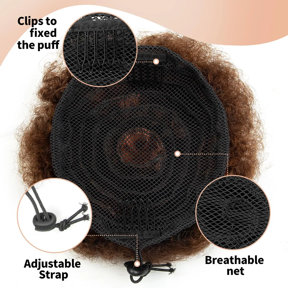 Boymia Afro Puff Ponytail For Black Women #27 Light Blonde 6 Inch 100% Human Hair Retro Kinky Curly Ponytail Wig Clip in Bun Hair Piece for Black Women Soft Shiny Bouncy Clean and Healthy