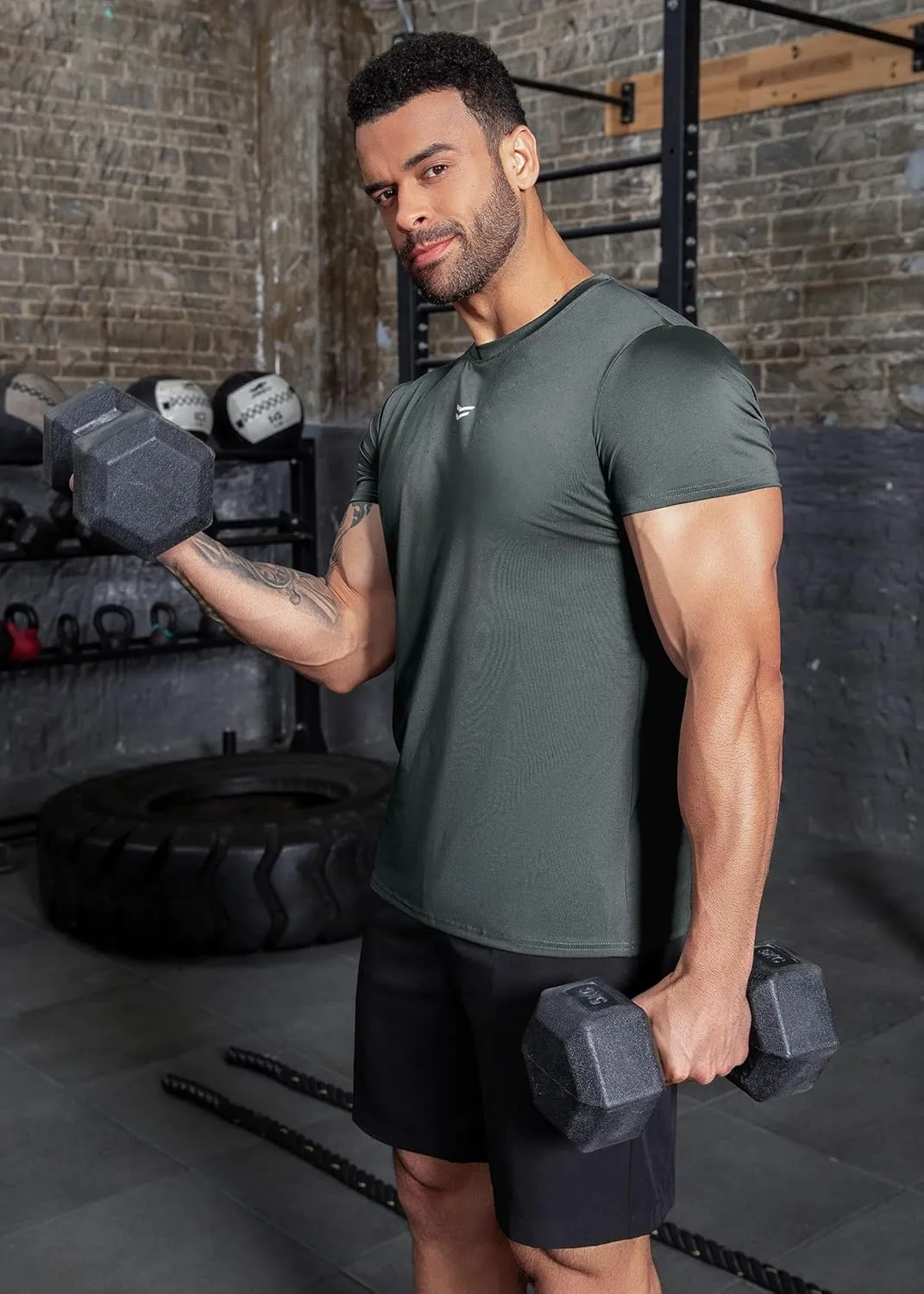 Boyzn Men's Reflective Stripe & Perforated Breathable T-Shirt - Moisture Wicking Quick Dry Gym Shirt for Running, Basketball