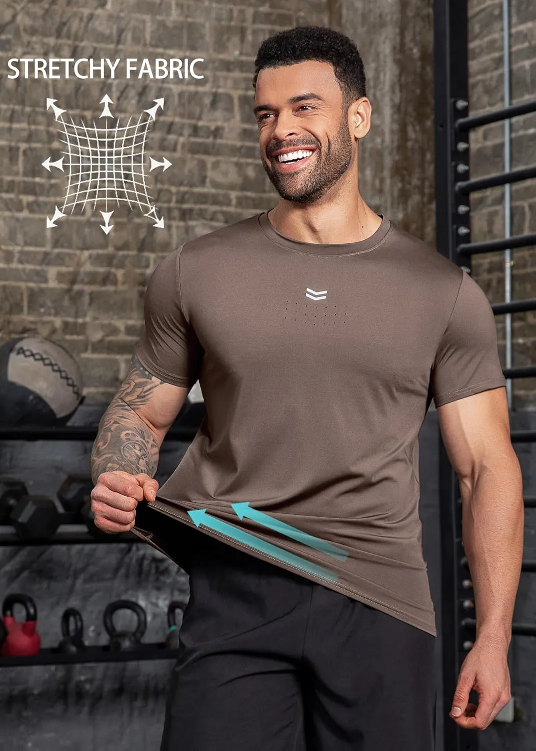 Boyzn Men's Reflective Stripe & Perforated Breathable T-Shirt - Moisture Wicking Quick Dry Gym Shirt for Running, Basketball