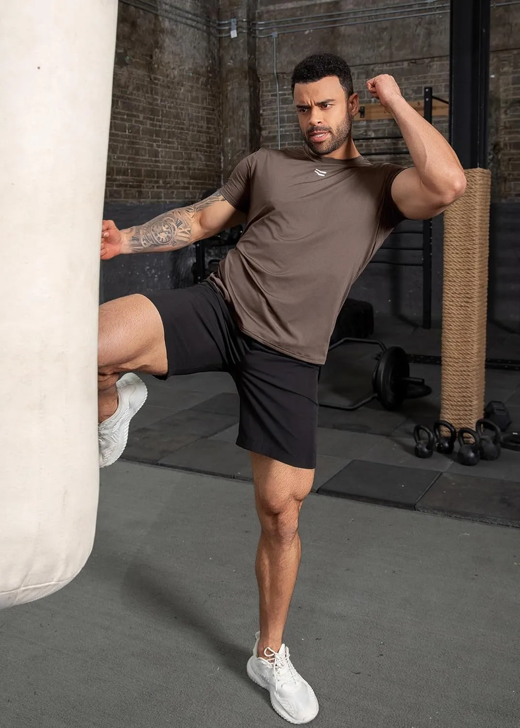 Boyzn Men's Reflective Stripe & Perforated Breathable T-Shirt - Moisture Wicking Quick Dry Gym Shirt for Running, Basketball