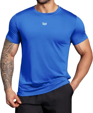 Boyzn Men's Reflective Stripe & Perforated Breathable T-Shirt - Moisture Wicking Quick Dry Gym Shirt for Running, Basketball