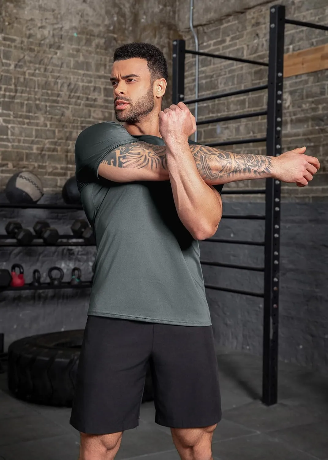 Boyzn Men's Reflective Stripe & Perforated Breathable T-Shirt - Moisture Wicking Quick Dry Gym Shirt for Running, Basketball