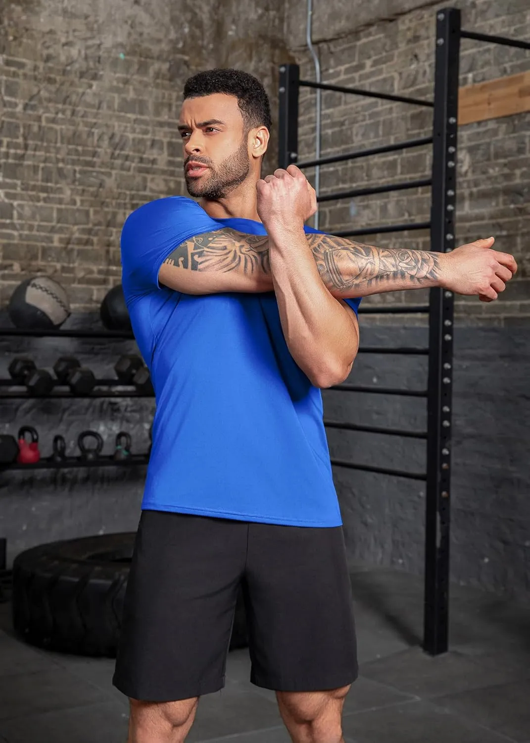 Boyzn Men's Reflective Stripe & Perforated Breathable T-Shirt - Moisture Wicking Quick Dry Gym Shirt for Running, Basketball