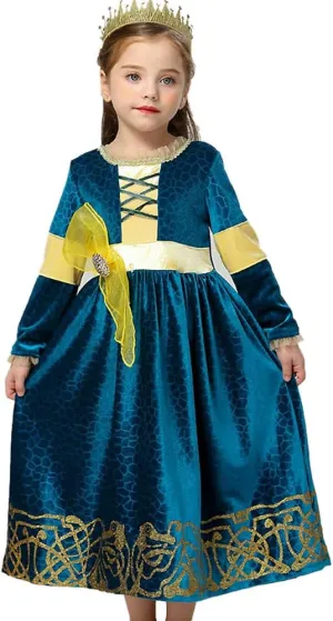 Brave Princess Merida Costume Kids Dress up Costume Birthday Carnaval Party Classic Costume 5T Green