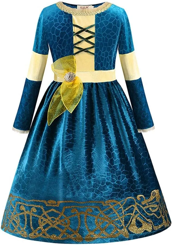 Brave Princess Merida Costume Kids Dress up Costume Birthday Carnaval Party Classic Costume 5T Green