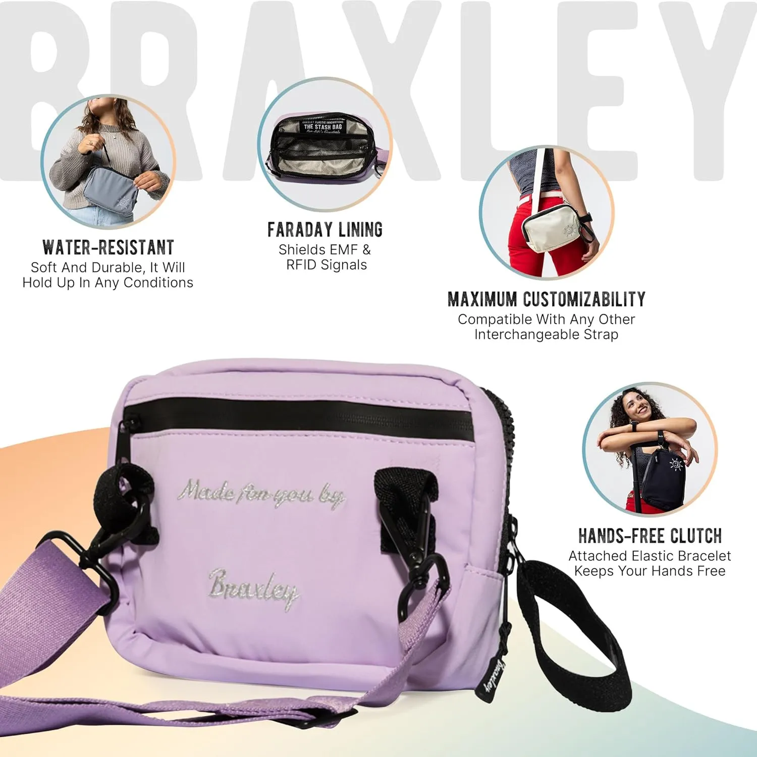 Braxley Unisex Clutch Bag & Belt Bundle - Crossbody and Fanny Pack for Men & Women - Full Length Stretch Belt Design – RFID Blocking Convertible Belt Bag | Washable and Durable