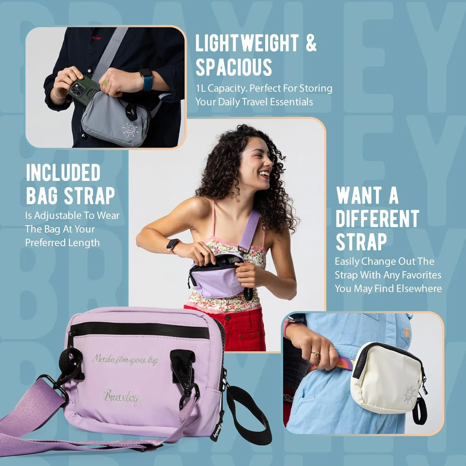Braxley Unisex Clutch Bag & Belt Bundle - Crossbody and Fanny Pack for Men & Women - Full Length Stretch Belt Design – RFID Blocking Convertible Belt Bag | Washable and Durable