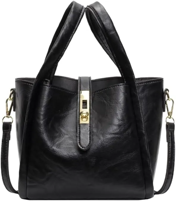 Bucket Bag for Women, Vegan Leather Bucket Bag Trendy Vintage Bucket Bag Leather Purse with Adjustable Shoulder Strap