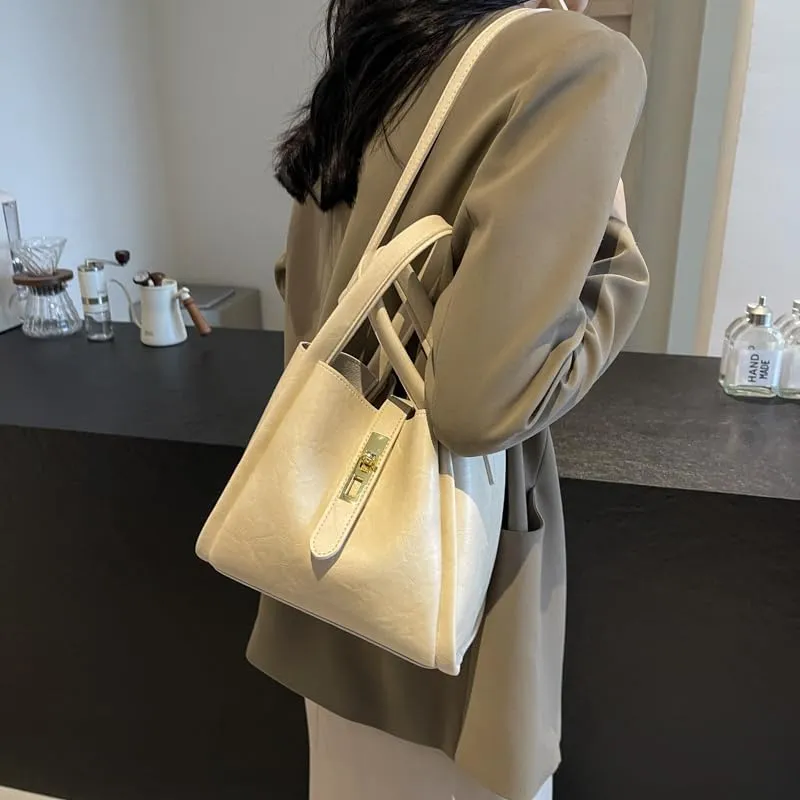Bucket Bag for Women, Vegan Leather Bucket Bag Trendy Vintage Bucket Bag Leather Purse with Adjustable Shoulder Strap